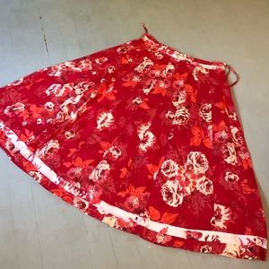 Vintage red flowered cotton skirt size 14/16